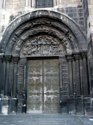 Very old doors at St. Denis, Joan of Arc was once protected here